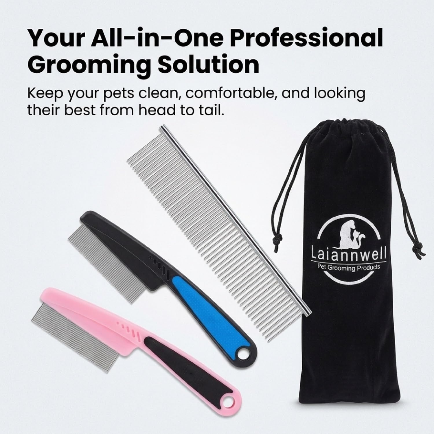 Cat Comb,Pet Comb  Professional Grooming Comb for Dog/Cat/Small Pets(3 Packs)